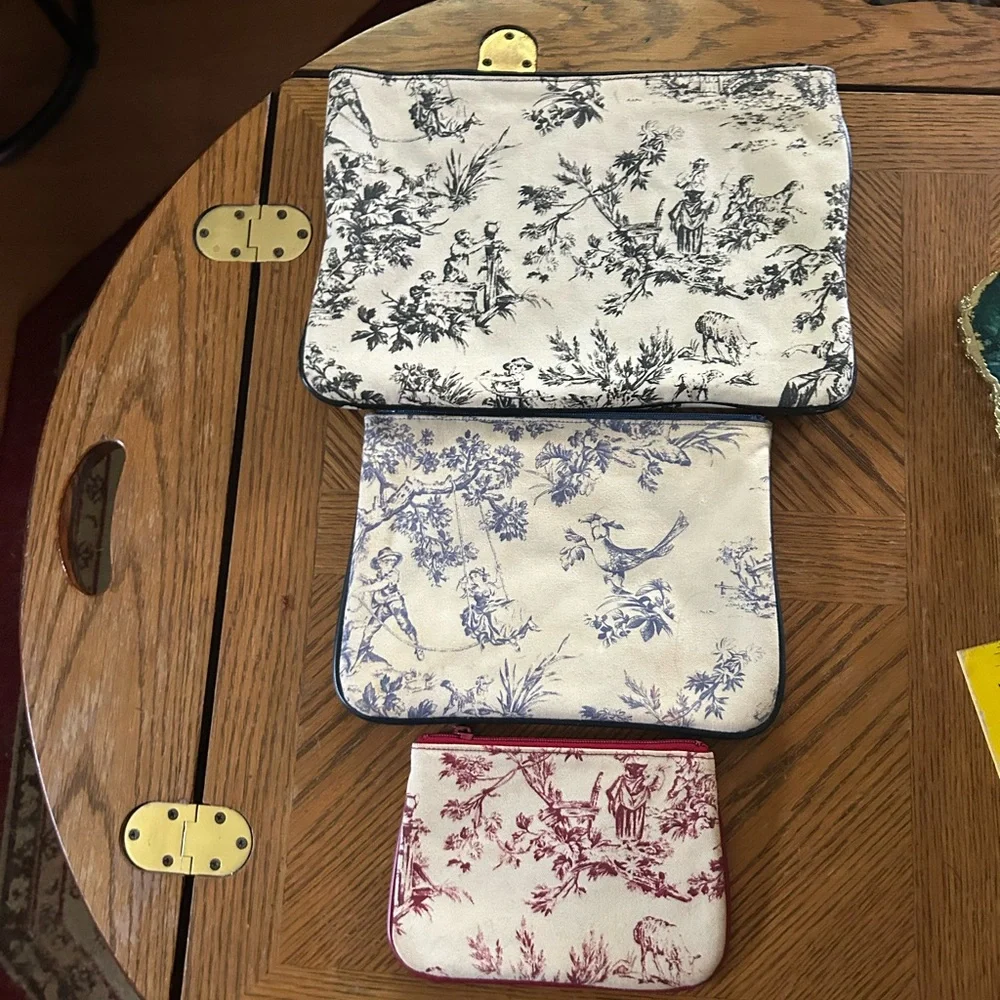 Toile Print Pouch Set